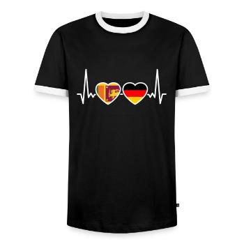 Sri Lanka Germany Heartbeat Flag Sri Lankan - Men's Ringer Shirt - black/white - Front - AI Model Female 172 light (172cm) & AI Model Male 178 light (178cm)