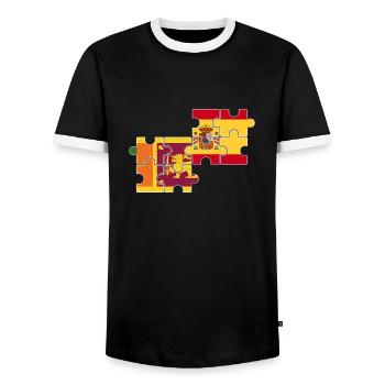 Sri Lanka Spain Flag Spaniards Sri Lankans - Men's Ringer Shirt - black/white - Front - AI Model Female 172 light (172cm) & AI Model Male 178 light (178cm)
