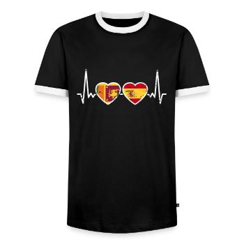 Sri Lanka Espagne Vintage Heartbeat drapeau - T-shirt contrasté Homme - noir/blanc - Devant - AI Model Female 172 light (172cm) & AI Model Male 178 light (178cm)
