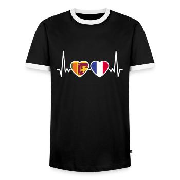 Sri Lanka France Heartbeat Flag Sri Lankan - Men's Ringer Shirt - black/white - Front - AI Model Female 172 light (172cm) & AI Model Male 178 light (178cm)