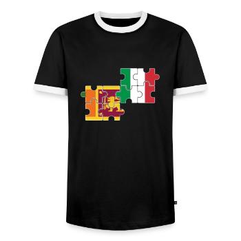 Sri Lanka Italy Flag Italian Sri Lankans - Men's Ringer Shirt - black/white - Front - AI Model Female 172 light (172cm) & AI Model Male 178 light (178cm)