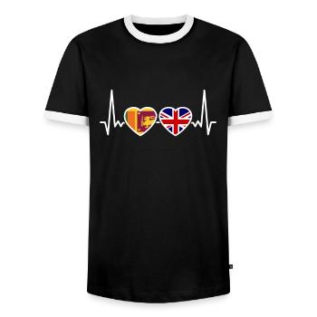 Sri Lanka UK Heartbeat Flag Sri Lankan - Men's Ringer Shirt - black/white - Front - AI Model Female 172 light (172cm) & AI Model Male 178 light (178cm)