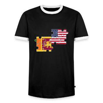 Sri Lanka USA Flag American Sri Lanka - Men's Ringer Shirt - black/white - Front - AI Model Female 172 light (172cm) & AI Model Male 178 light (178cm)