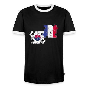 Corée du Sud France Vintage drapeau sud-coréen - T-shirt contrasté Homme - noir/blanc - Devant - AI Model Female 172 light (172cm) & AI Model Male 178 light (178cm)