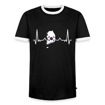 Carte de battement de cœur de la Corée du Sud Drapeau sud-coréen - T-shirt contrasté Homme - noir/blanc - Devant - AI Model Female 172 light (172cm) & AI Model Male 178 light (178cm)