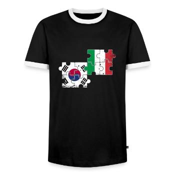 Corée du Sud Italie Vintage drapeau sud-coréen - T-shirt contrasté Homme - noir/blanc - Devant - AI Model Female 172 light (172cm) & AI Model Male 178 light (178cm)