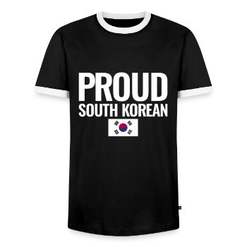 Fier drapeau sud-coréen de la Corée du Sud coréen - T-shirt contrasté Homme - noir/blanc - Devant - AI Model Female 172 light (172cm) & AI Model Male 178 light (178cm)
