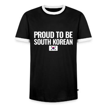 Fier d’être sud-coréen Corée du Sud Drapeau coréen - T-shirt contrasté Homme - noir/blanc - Devant - AI Model Female 172 light (172cm) & AI Model Male 178 light (178cm)