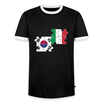 Corée du Sud Italie Drapeau Italiens Sud-Coréens - T-shirt contrasté Homme - noir/blanc - Devant - AI Model Female 172 light (172cm) & AI Model Male 178 light (178cm)