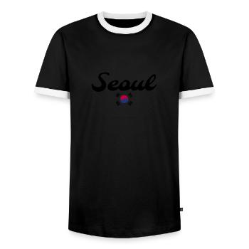 Séoul, Corée du Sud, Drapeau sud-coréen, Coréens - T-shirt contrasté Homme - noir/blanc - Devant - AI Model Female 172 light (172cm) & AI Model Male 178 light (178cm)