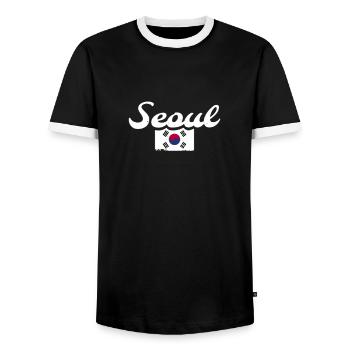 Séoul Vintage Corée du Sud drapeau sud-coréen - T-shirt contrasté Homme - noir/blanc - Devant - AI Model Female 172 light (172cm) & AI Model Male 178 light (178cm)
