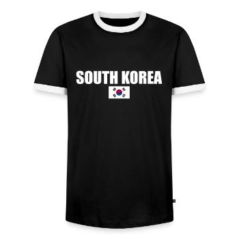 Corée du Sud Corée du Sud Drapeau coréen - T-shirt contrasté Homme - noir/blanc - Devant - AI Model Female 172 light (172cm) & AI Model Male 178 light (178cm)
