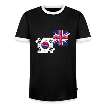 Corée du Sud Royaume-Uni Drapeau britannique Coréen - T-shirt contrasté Homme - noir/blanc - Devant - AI Model Female 172 light (172cm) & AI Model Male 178 light (178cm)