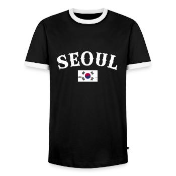 Seoul Vintage Südkorea Flagge Koreaner - Männer Kontrast-T-Shirt - Schwarz/Weiß - Vorne - AI Model Female 172 light (172cm) & AI Model Male 178 light (178cm)