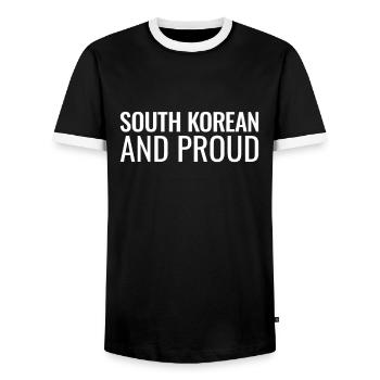 South Korean And Proud Südkorea Koreaner - Männer Kontrast-T-Shirt - Schwarz/Weiß - Vorne - AI Model Female 172 light (172cm) & AI Model Male 178 light (178cm)