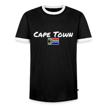 Drapeau : Le Cap, Afrique du Sud, Afrique du Sud - T-shirt contrasté Homme - noir/blanc - Devant - AI Model Female 172 light (172cm) & AI Model Male 178 light (178cm)