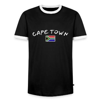 Cape Town South Africa South African Flag - Men's Ringer Shirt - black/white - Front - AI Model Female 172 light (172cm) & AI Model Male 178 light (178cm)