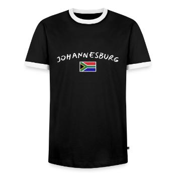Johannesburg South Africa South African Flag - Men's Ringer Shirt - black/white - Front - AI Model Female 172 light (172cm) & AI Model Male 178 light (178cm)