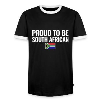 Proud To Be South African South Africa Flag - Men's Ringer Shirt - black/white - Front - AI Model Female 172 light (172cm) & AI Model Male 178 light (178cm)