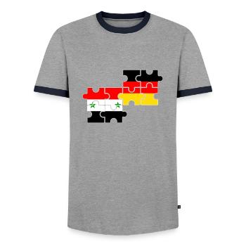 Syrie Allemagne Drapeau Allemand Syrien - T-shirt contrasté Homme - gris/marine  - Devant - AI Model Female 172 light (172cm) & AI Model Male 178 light (178cm)
