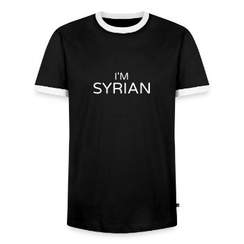 I'm Syrian Syrien Syrische Syrer - Männer Kontrast-T-Shirt - Schwarz/Weiß - Vorne - AI Model Female 172 light (172cm) & AI Model Male 178 light (178cm)