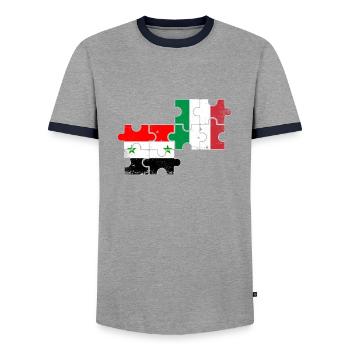 Syrie Italie Vintage drapeau italien syriens - T-shirt contrasté Homme - gris/marine  - Devant - AI Model Female 172 light (172cm) & AI Model Male 178 light (178cm)