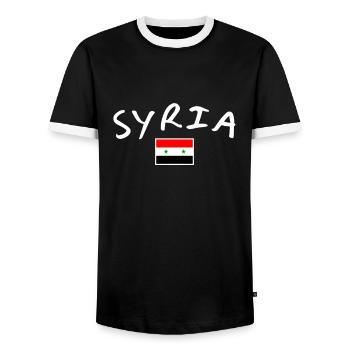 Syria Syrien Syrische Flagge Syrer - Männer Kontrast-T-Shirt - Schwarz/Weiß - Vorne - AI Model Female 172 light (172cm) & AI Model Male 178 light (178cm)