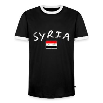 Syria Vintage Syrien Syrische Flagge Syrer - Männer Kontrast-T-Shirt - Schwarz/Weiß - Vorne - AI Model Female 172 light (172cm) & AI Model Male 178 light (178cm)