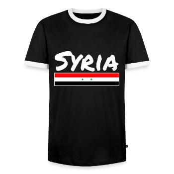 Syria Syrien Syrische Flagge Syrer - Männer Kontrast-T-Shirt - Schwarz/Weiß - Vorne - AI Model Female 172 light (172cm) & AI Model Male 178 light (178cm)