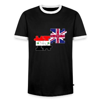 Syrien UK Flagge Britisch Syrisch - Männer Kontrast-T-Shirt - Schwarz/Weiß - Vorne - AI Model Female 172 light (172cm) & AI Model Male 178 light (178cm)