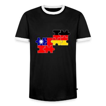 Taiwan Germany Flag German Taiwanese - Men's Ringer Shirt - black/white - Front - AI Model Female 172 light (172cm) & AI Model Male 178 light (178cm)