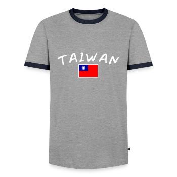 Taiwan Taiwanese Flag Taiwanese - Men's Ringer Shirt - grey/navy  - Front - AI Model Female 172 light (172cm) & AI Model Male 178 light (178cm)