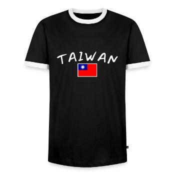Taïwan Drapeau taïwanais Taïwanais - T-shirt contrasté Homme - noir/blanc - Devant - AI Model Female 172 light (172cm) & AI Model Male 178 light (178cm)