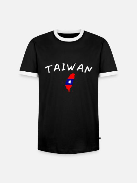Taiwan Map Taiwanese Flag Taiwanese - Men's Ringer Shirt - black/white