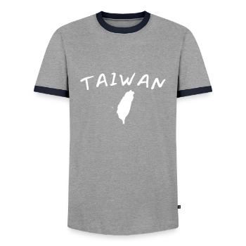 Taiwan Map Taiwanese Taiwanese - Men's Ringer Shirt - grey/navy  - Front - AI Model Female 172 light (172cm) & AI Model Male 178 light (178cm)