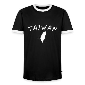 Taiwan Map Taiwanese Taiwanese - Men's Ringer Shirt - black/white - Front - AI Model Female 172 light (172cm) & AI Model Male 178 light (178cm)