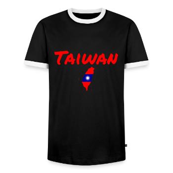 Taiwan Map Taiwanese Flag Taiwanese - Men's Ringer Shirt - black/white - Front - AI Model Female 172 light (172cm) & AI Model Male 178 light (178cm)