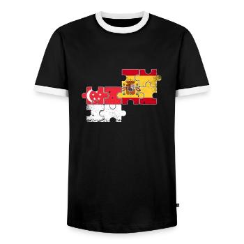 Singapour Espagne Vintage drapeau singapourien - T-shirt contrasté Homme - noir/blanc - Devant - AI Model Female 172 light (172cm) & AI Model Male 178 light (178cm)