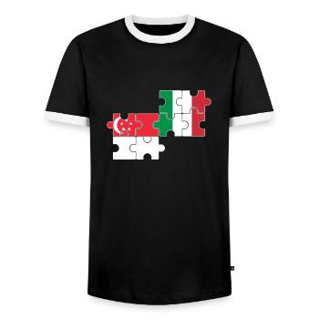 Singapour Italie Drapeau Italien Singapourien - T-shirt contrasté Homme - noir/blanc - Devant - AI Model Female 172 light (172cm) & AI Model Male 178 light (178cm)