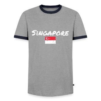 Singapore Vintage Singapur Flagge Singapurer - Männer Kontrast-T-Shirt - Grau/Navy  - Vorne - AI Model Female 172 light (172cm) & AI Model Male 178 light (178cm)