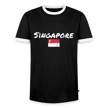 Singapour Vintage Singapour Drapeau Singapourien - T-shirt contrasté Homme - noir/blanc - Devant - AI Model Female 172 light (172cm) & AI Model Male 178 light (178cm)