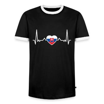 Slowakei Herzschlag Slowakische Flagge Slowake - Männer Kontrast-T-Shirt - Schwarz/Weiß - Vorne - AI Model Female 172 light (172cm) & AI Model Male 178 light (178cm)