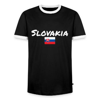 Slovakia Slovak Flag Slovak - Men's Ringer Shirt - black/white - Front - AI Model Female 172 light (172cm) & AI Model Male 178 light (178cm)