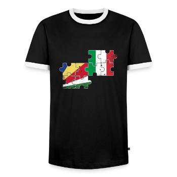 Seychellen Italien Vintage Flagge Seycheller - Männer Kontrast-T-Shirt - Schwarz/Weiß - Vorne - AI Model Female 172 light (172cm) & AI Model Male 178 light (178cm)