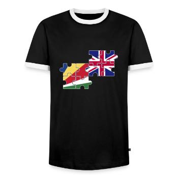 Seychellen UK Flagge Britisch Seycheller - Männer Kontrast-T-Shirt - Schwarz/Weiß - Vorne - AI Model Female 172 light (172cm) & AI Model Male 178 light (178cm)