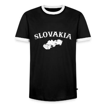 Slovakia Vintage Slowakische Karte Slowake - Männer Kontrast-T-Shirt - Schwarz/Weiß - Vorne - AI Model Female 172 light (172cm) & AI Model Male 178 light (178cm)