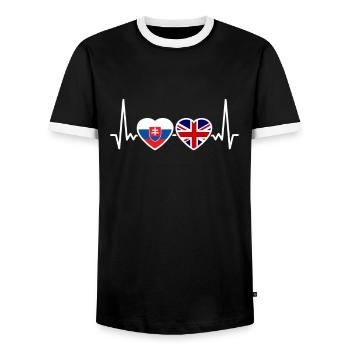 Slovakia UK Heartbeat Flag British Slovak - Men's Ringer Shirt - black/white - Front - AI Model Female 172 light (172cm) & AI Model Male 178 light (178cm)