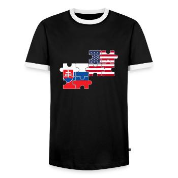 Slowakei USA Flagge Amerikanisch Slowakisch - Männer Kontrast-T-Shirt - Schwarz/Weiß - Vorne - AI Model Female 172 light (172cm) & AI Model Male 178 light (178cm)