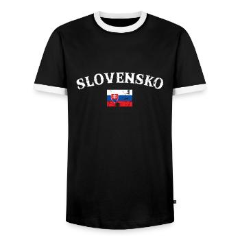 Slovensko Vintage Slowakische Flagge Slowake - Männer Kontrast-T-Shirt - Schwarz/Weiß - Vorne - AI Model Female 172 light (172cm) & AI Model Male 178 light (178cm)