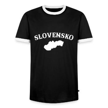 Slovensko Slowakische Karte Slowake - Männer Kontrast-T-Shirt - Schwarz/Weiß - Vorne - AI Model Female 172 light (172cm) & AI Model Male 178 light (178cm)